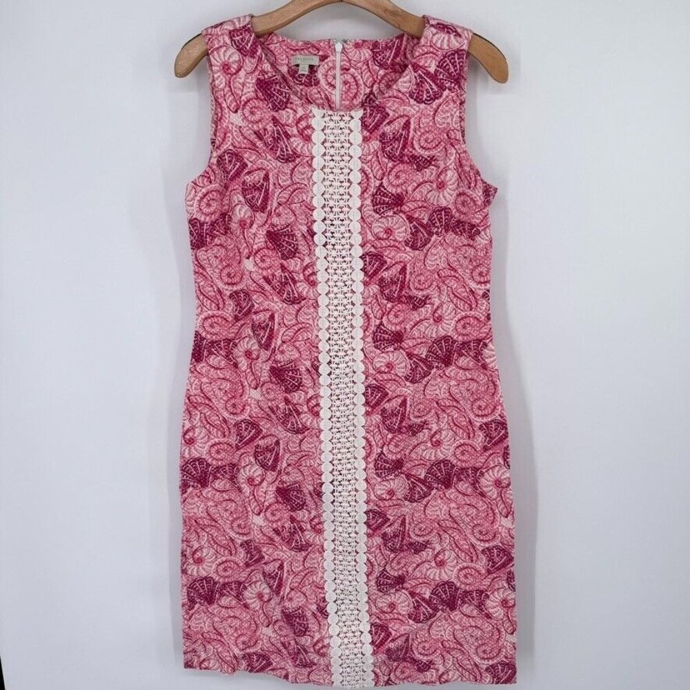 Talbots Size 10 Pink Shell Pattern Sheath Dress S… - image 2